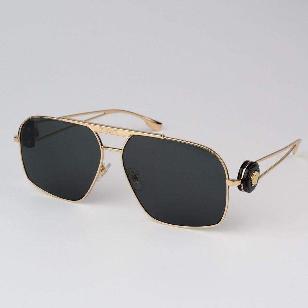 NEW Versace VE2269 100287 Gold Dark Grey Pilot Unisex Sunglasses VE 2269